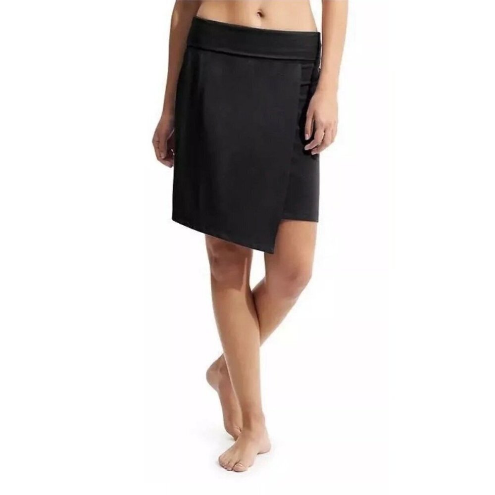Athleta Seaside Fold Over Skirt, Black SIZE Small